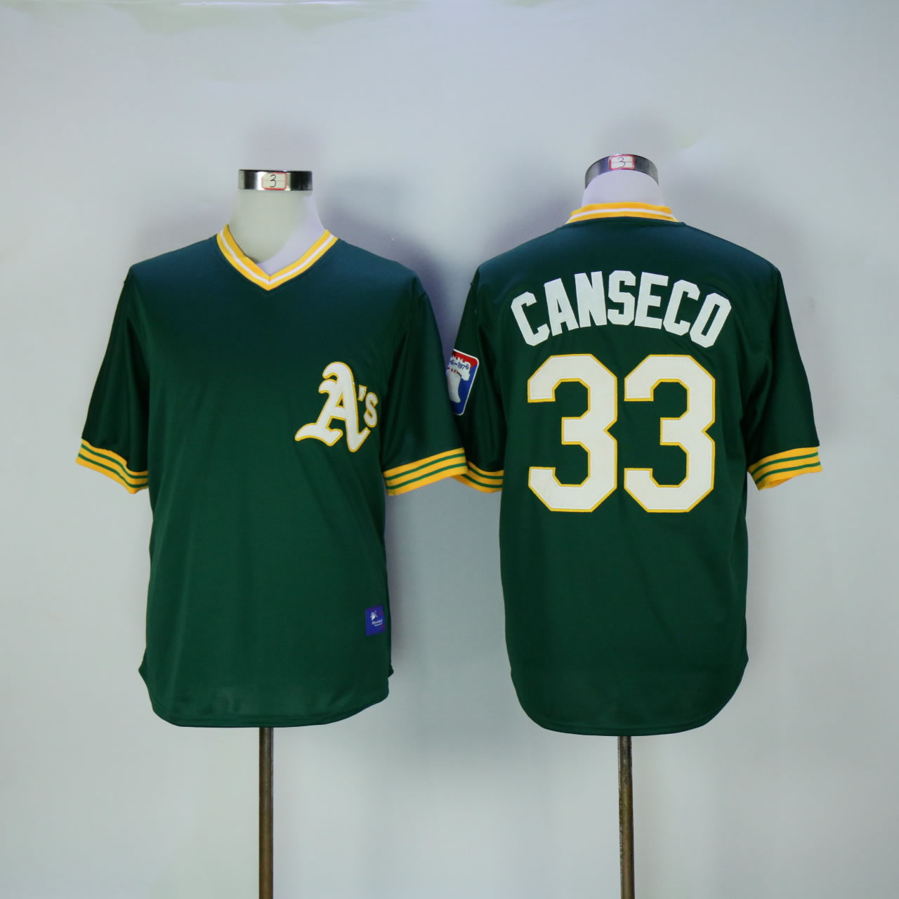 Men Oakland Athletics 33 Canseco Green Throwback MLB Jerseys